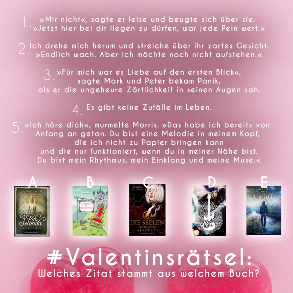 Valentinsrätsel mit 5 Zitaten aus 5 Büchern